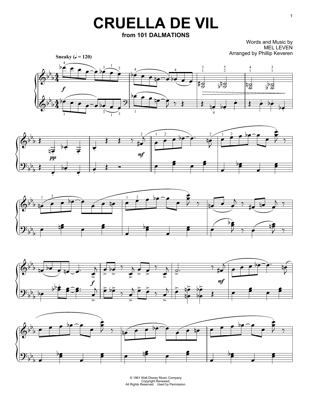 Download Phillip Keveren Cruella De Vil Sheet Music and learn how to play Piano PDF digital score in minutes