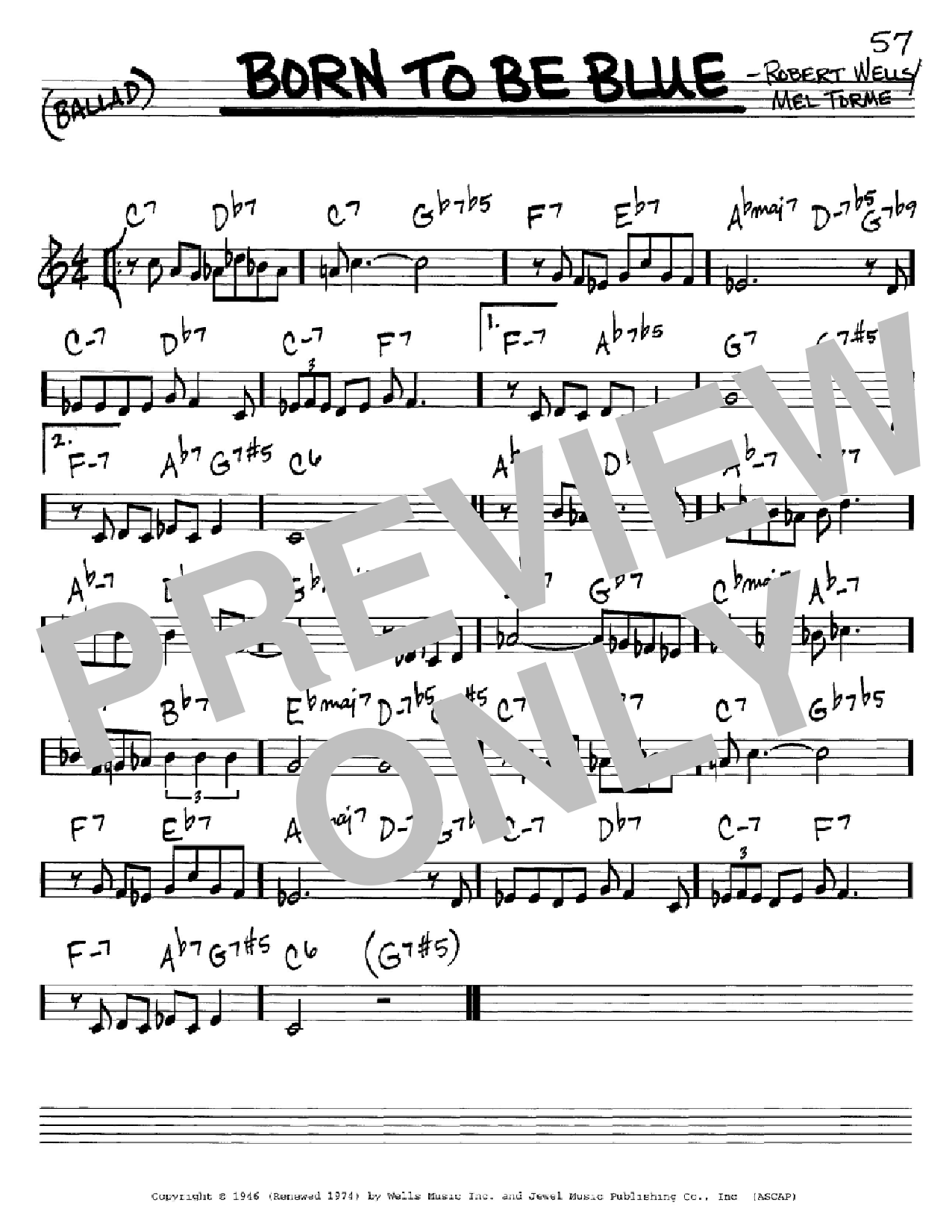 Download Mel Torme Born To Be Blue Sheet Music and learn how to play Real Book – Melody & Chords PDF digital score in minutes