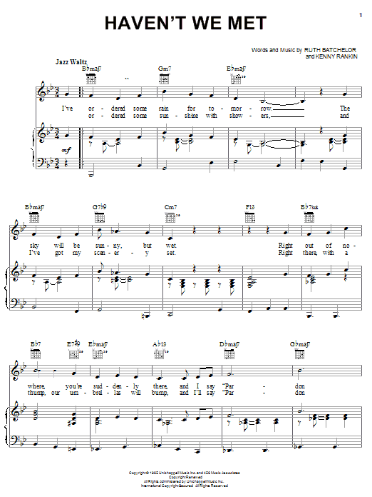 Download Mel Torme Haven't We Met Sheet Music and learn how to play Piano, Vocal & Guitar (Right-Hand Melody) PDF digital score in minutes