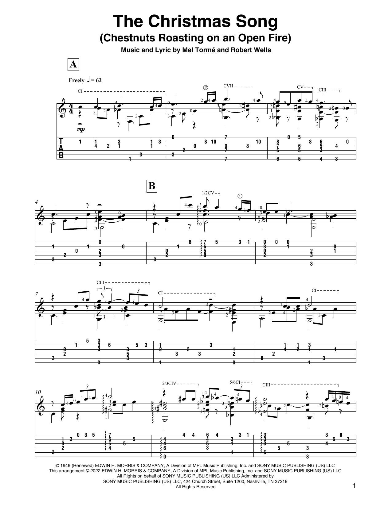 Download Mel Torme The Christmas Song (Chestnuts Roasting On An Open Fire) (arr. David Jaggs) Sheet Music and learn how to play Solo Guitar PDF digital score in minutes