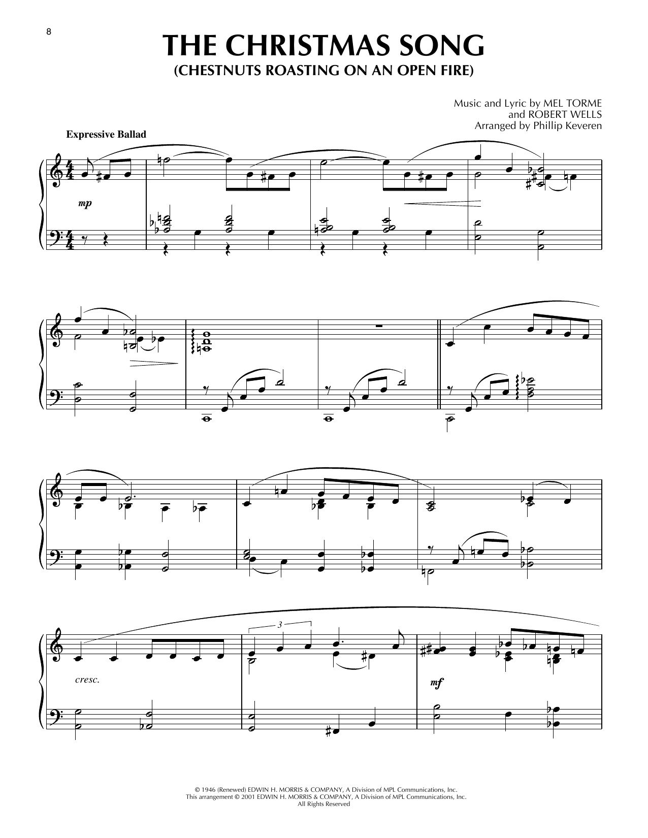 Download Mel Torme The Christmas Song (Chestnuts Roasting On An Open Fire) [Jazz version] (arr. Phi Sheet Music and learn how to play Piano Solo PDF digital score in minutes