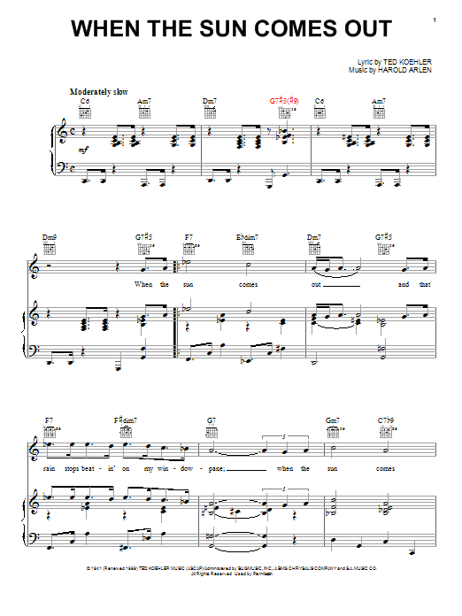 Download Mel Torme When The Sun Comes Out Sheet Music and learn how to play Piano, Vocal & Guitar (Right-Hand Melody) PDF digital score in minutes