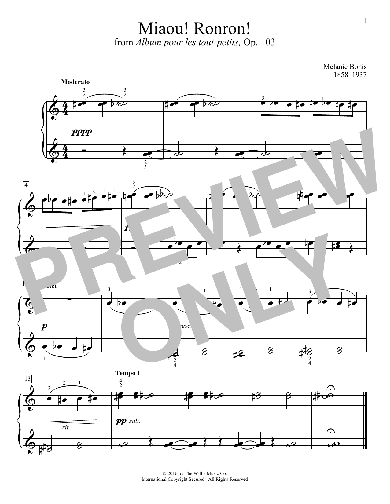 Download Melanie Bonis Miaou! Ronron! Sheet Music and learn how to play Educational Piano PDF digital score in minutes