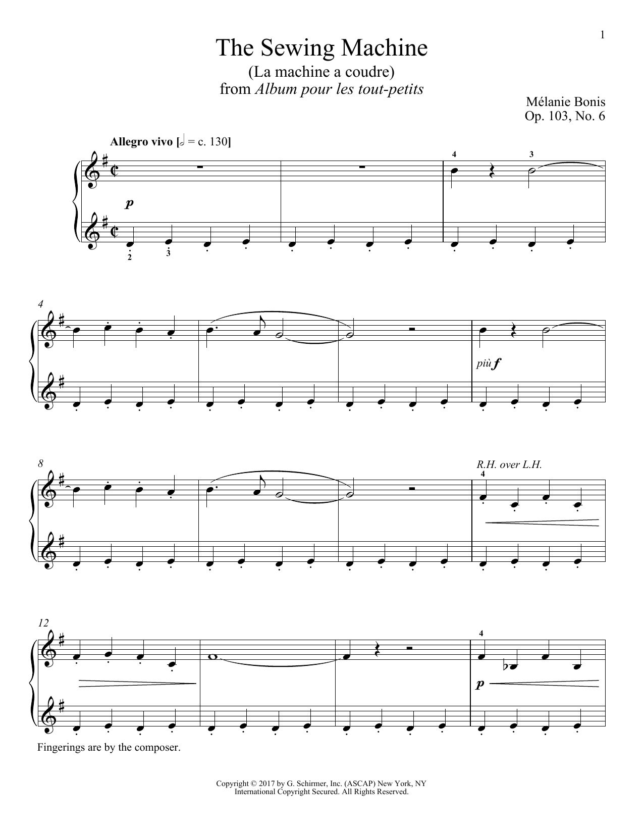 Download Melanie Bonis The Sewing Machine (La machine a courde) Sheet Music and learn how to play Piano PDF digital score in minutes