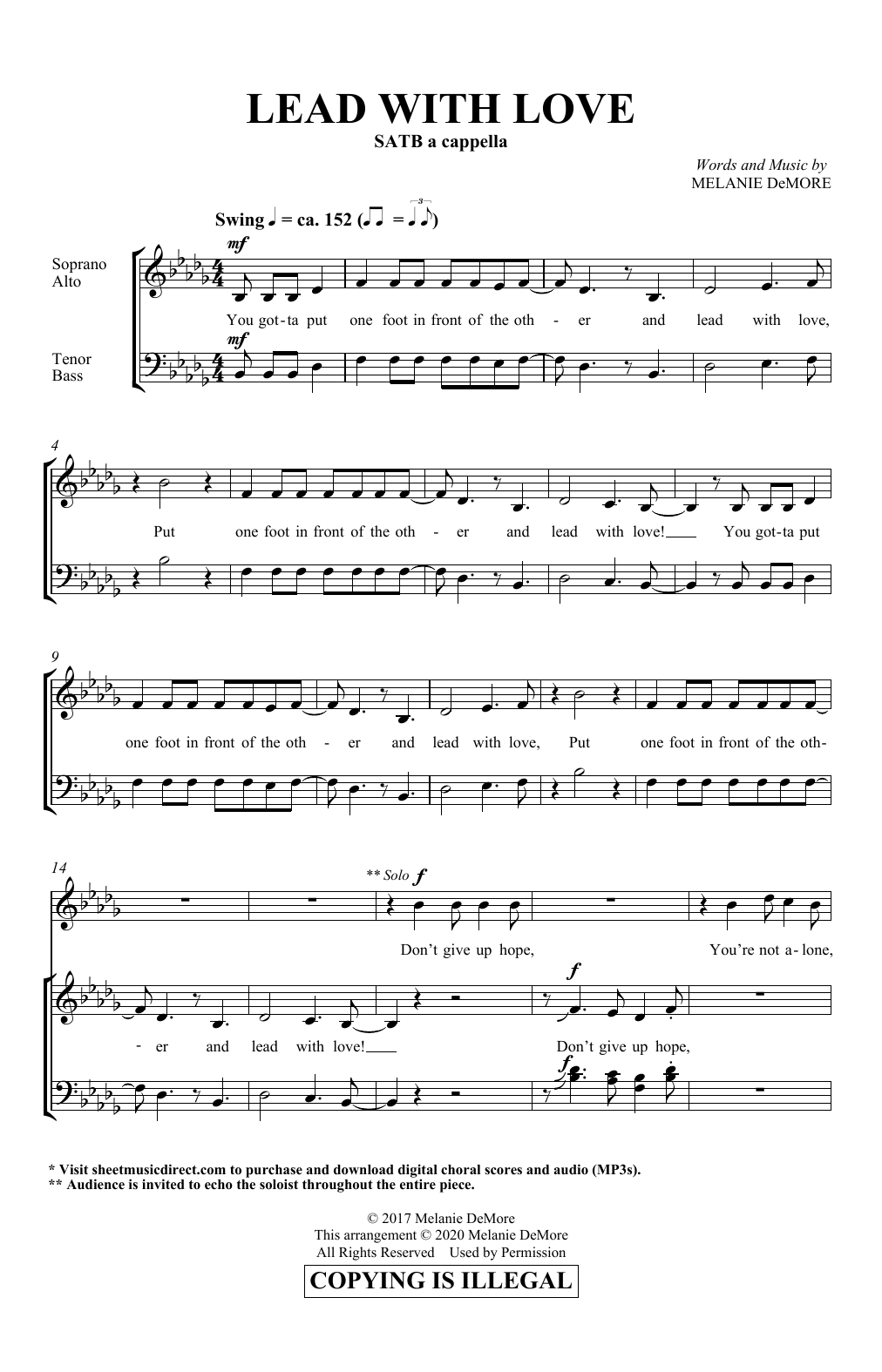 Download Melanie DeMore Lead With Love Sheet Music and learn how to play SATB Choir PDF digital score in minutes