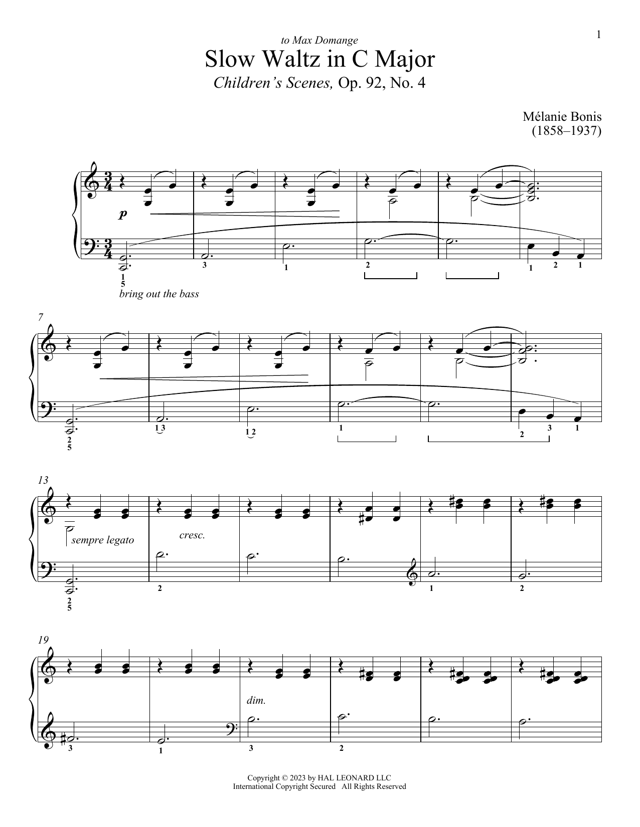 Download Melanis Bonis Slow Waltz Sheet Music and learn how to play Piano Solo PDF digital score in minutes