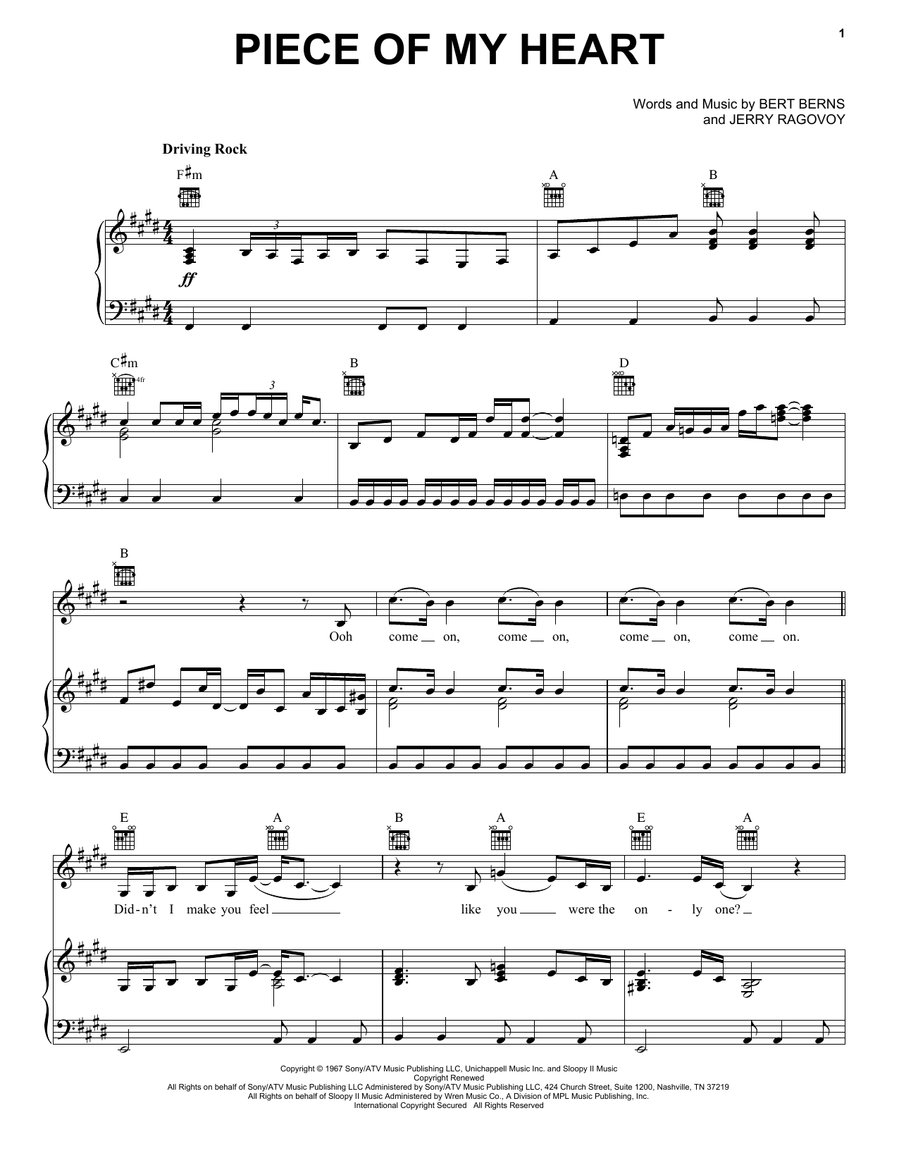 Download Melissa Etheridge Piece Of My Heart Sheet Music and learn how to play Piano, Vocal & Guitar (Right-Hand Melody) PDF digital score in minutes