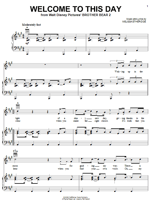 Download Melissa Etheridge Welcome To This Day Sheet Music and learn how to play Piano, Vocal & Guitar (Right-Hand Melody) PDF digital score in minutes