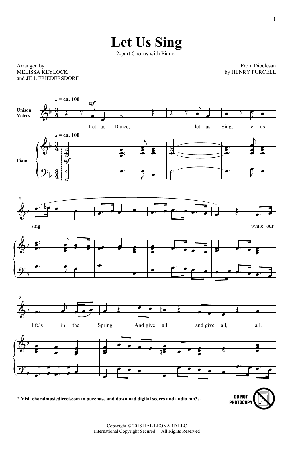 Download Jill Friedersdorf Let Us Sing Sheet Music and learn how to play 2-Part Choir PDF digital score in minutes