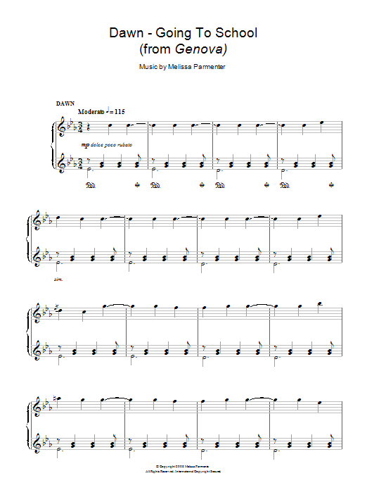 Download Melissa Parmenter Dawn - Going To School (from Genova) Sheet Music and learn how to play Piano PDF digital score in minutes