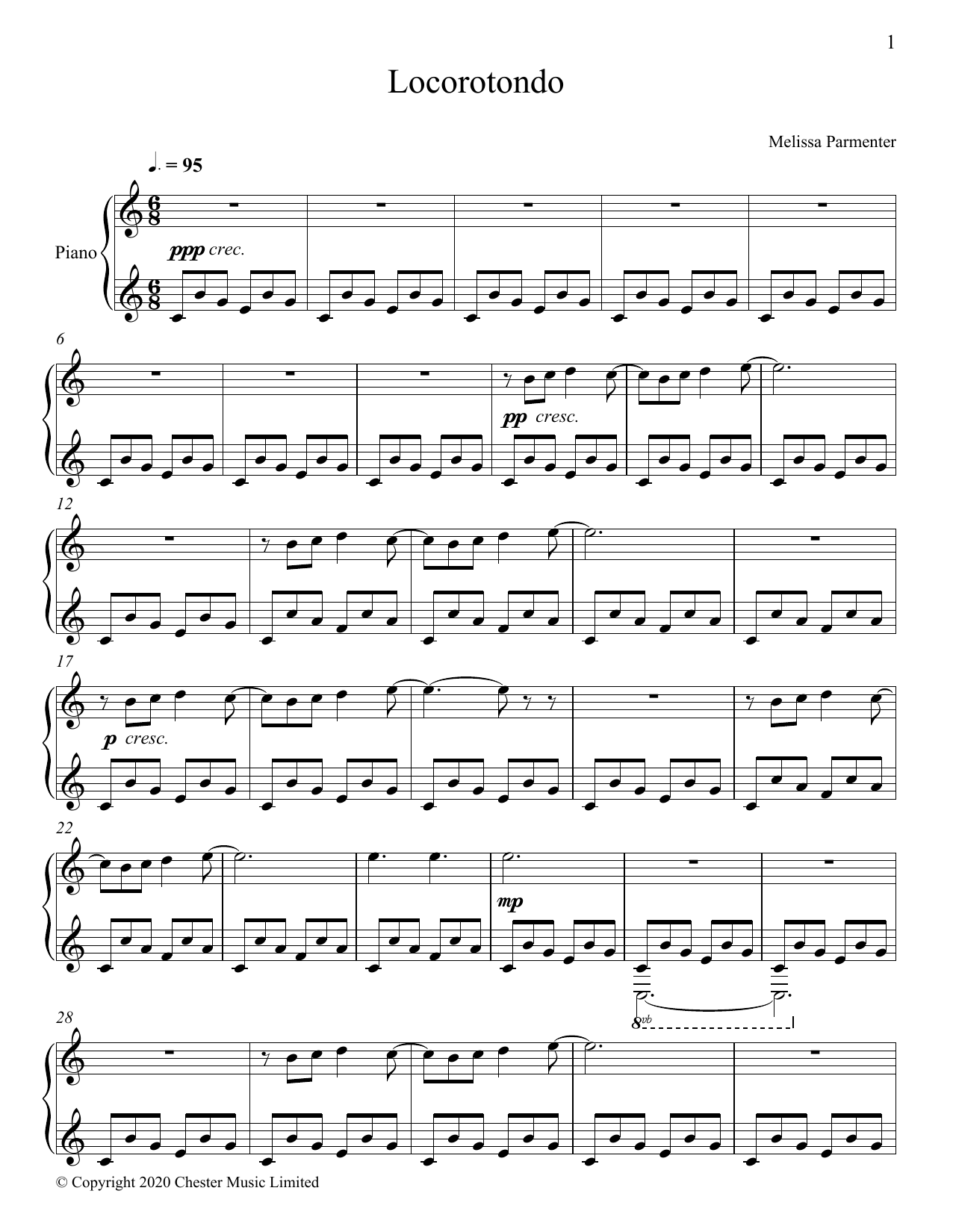 Download Melissa Parmenter Locorotondo Sheet Music and learn how to play Piano Solo PDF digital score in minutes