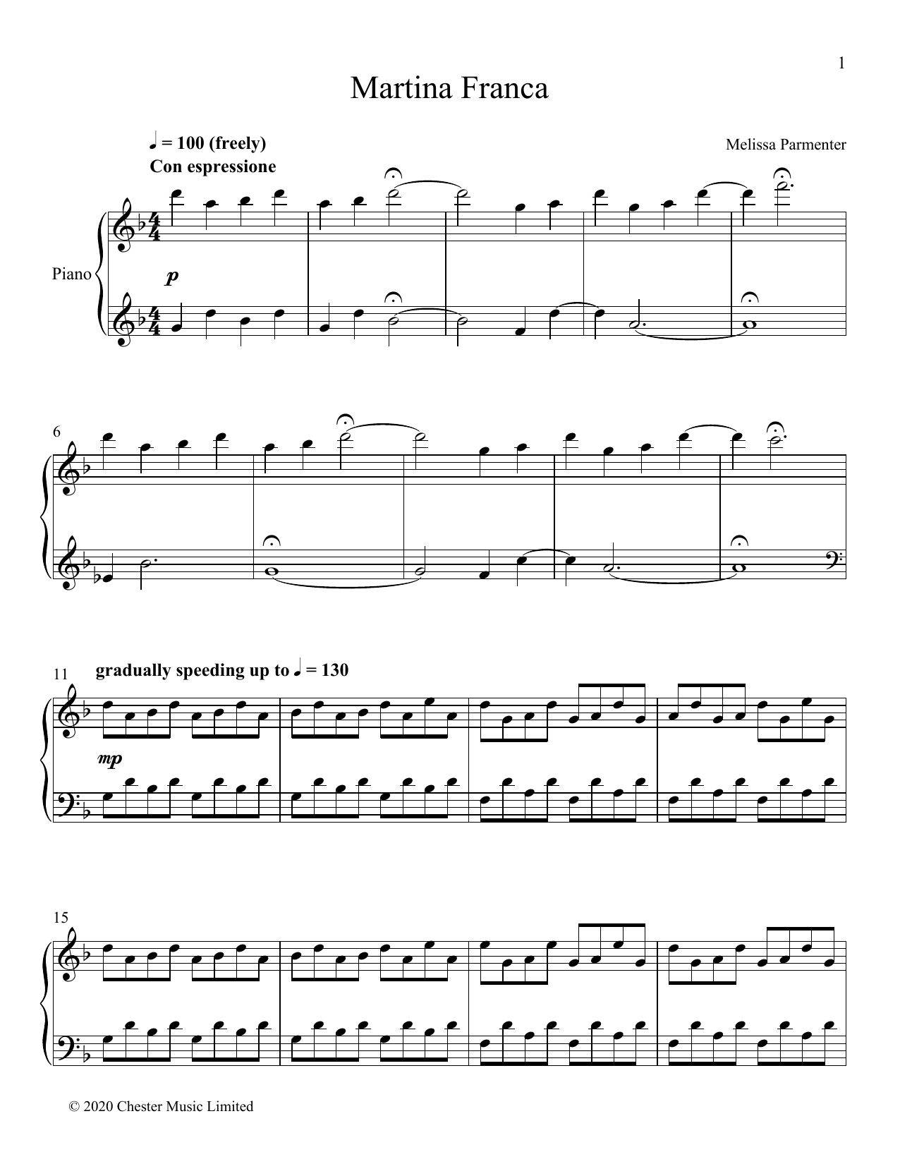 Download Melissa Parmenter Martina Franca Sheet Music and learn how to play Piano Solo PDF digital score in minutes