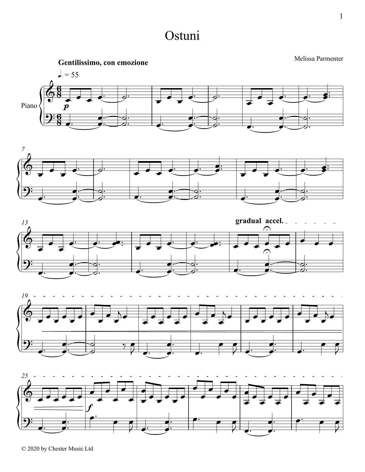 Download Melissa Parmenter Ostuni Sheet Music and learn how to play Piano Solo PDF digital score in minutes