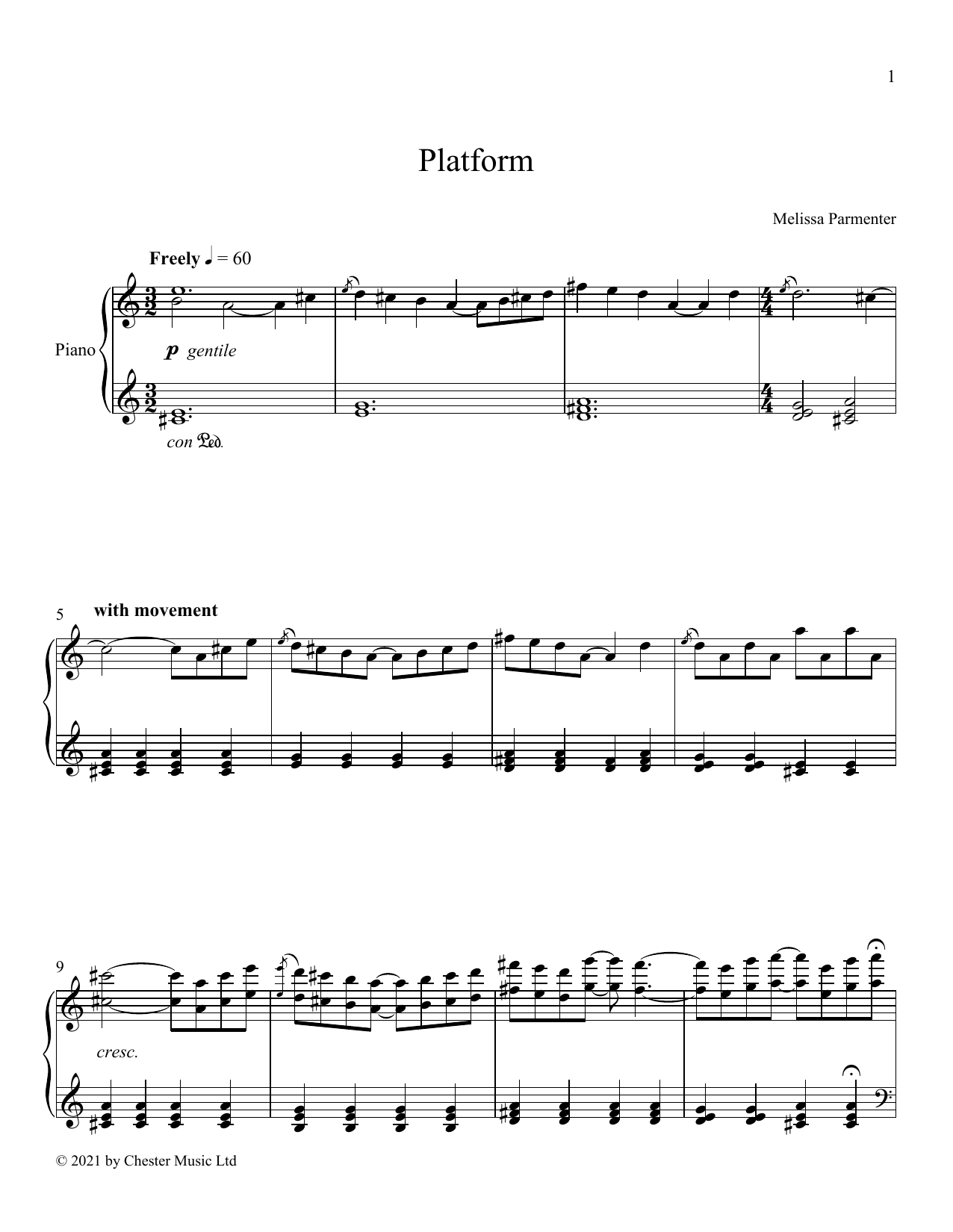 Download Melissa Parmenter Platform Sheet Music and learn how to play Piano Solo PDF digital score in minutes