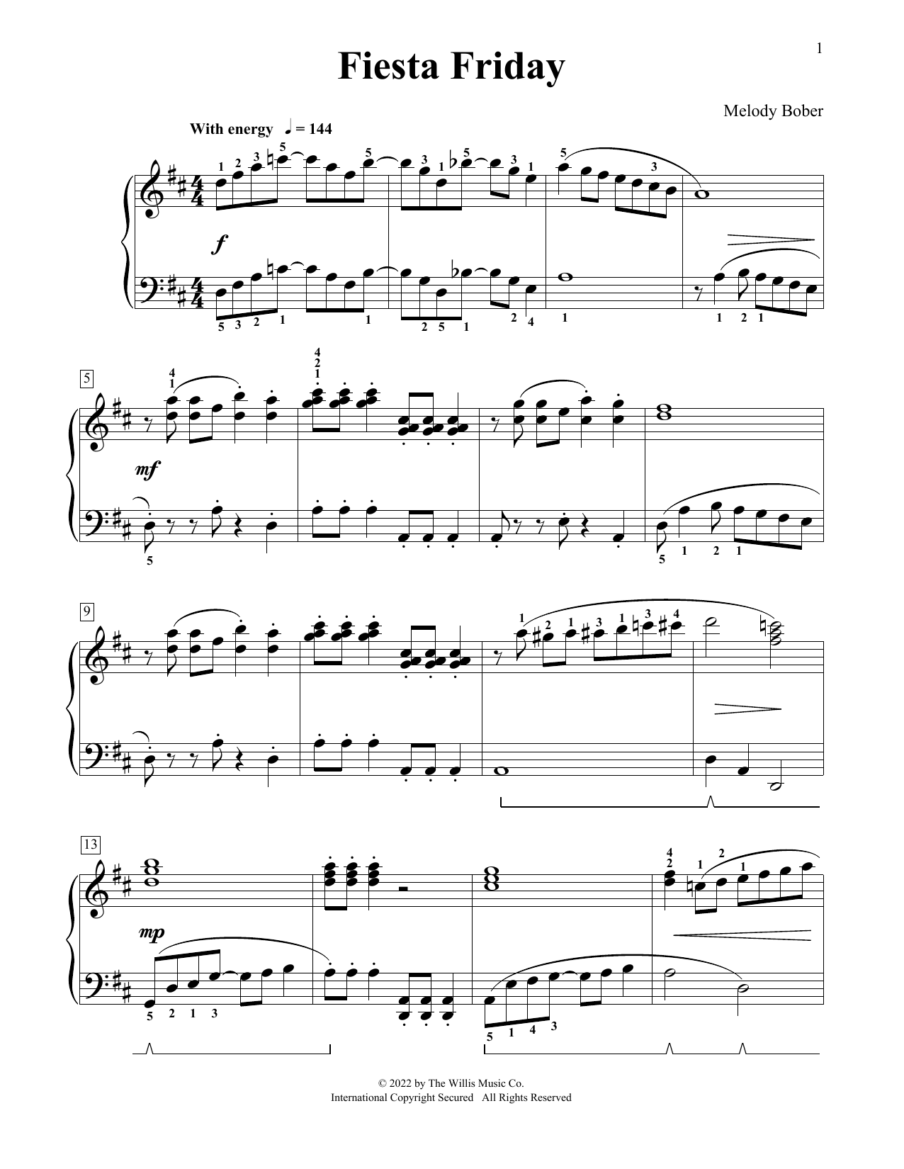 Download Melody Bober Fiesta Friday Sheet Music and learn how to play Educational Piano PDF digital score in minutes