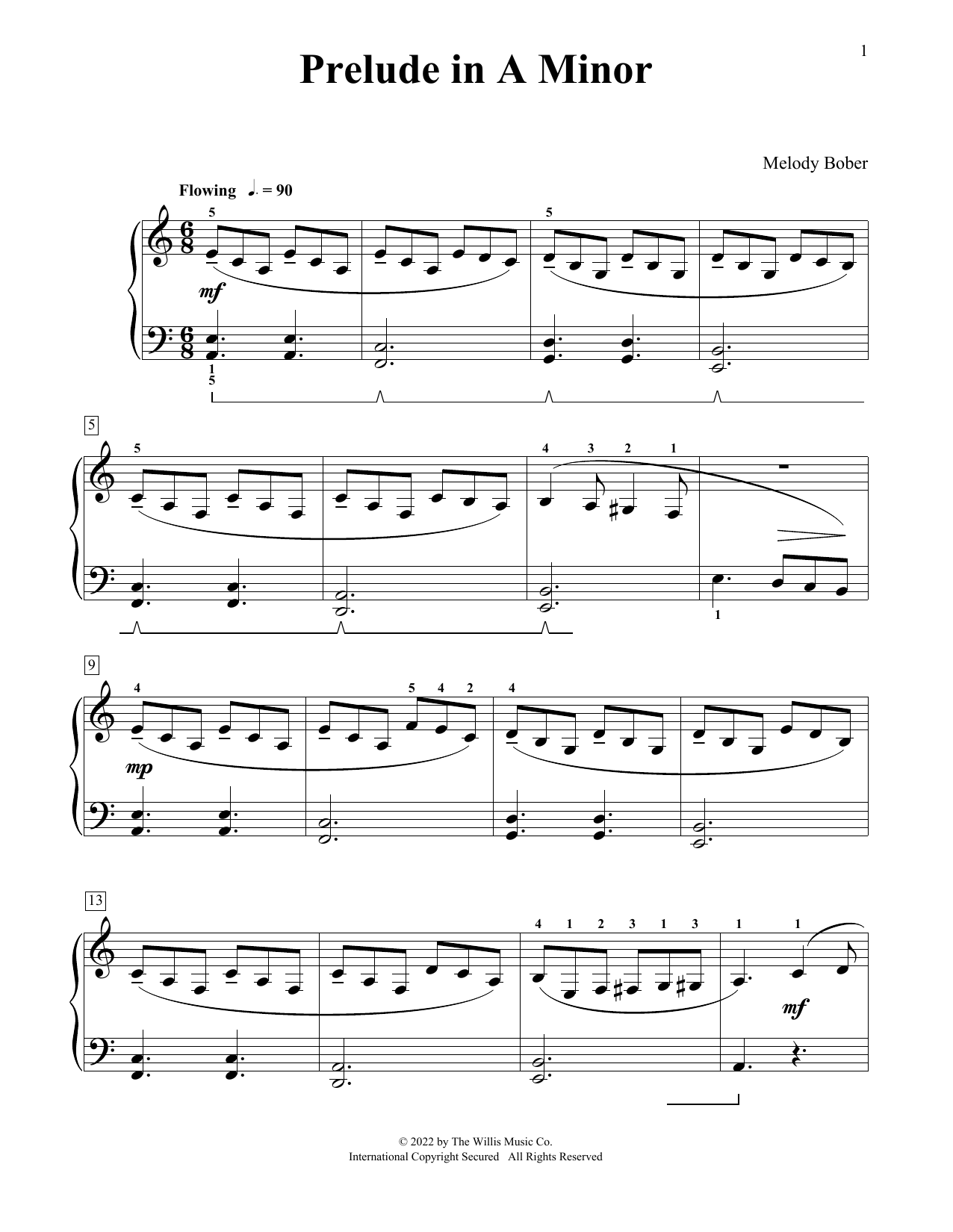Download Melody Bober Prelude In A Minor Sheet Music and learn how to play Educational Piano PDF digital score in minutes