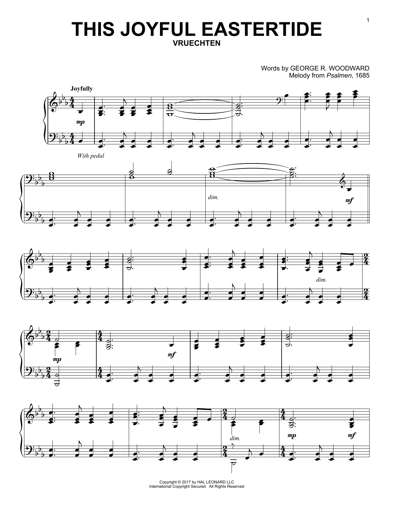 Download Melody from Psalmen, 1685 This Joyful Eastertide Sheet Music and learn how to play Piano PDF digital score in minutes