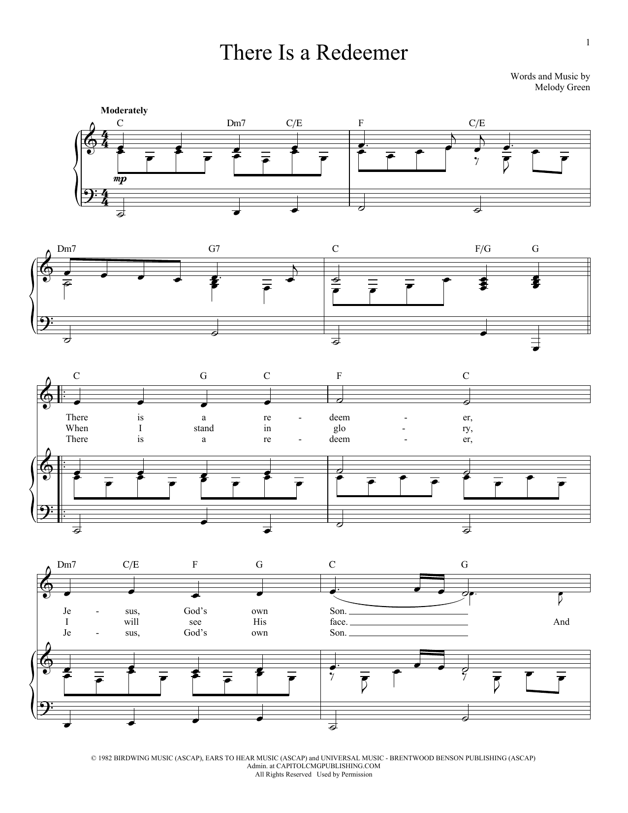 Download Melody Green There Is A Redeemer Sheet Music and learn how to play ChordBuddy PDF digital score in minutes