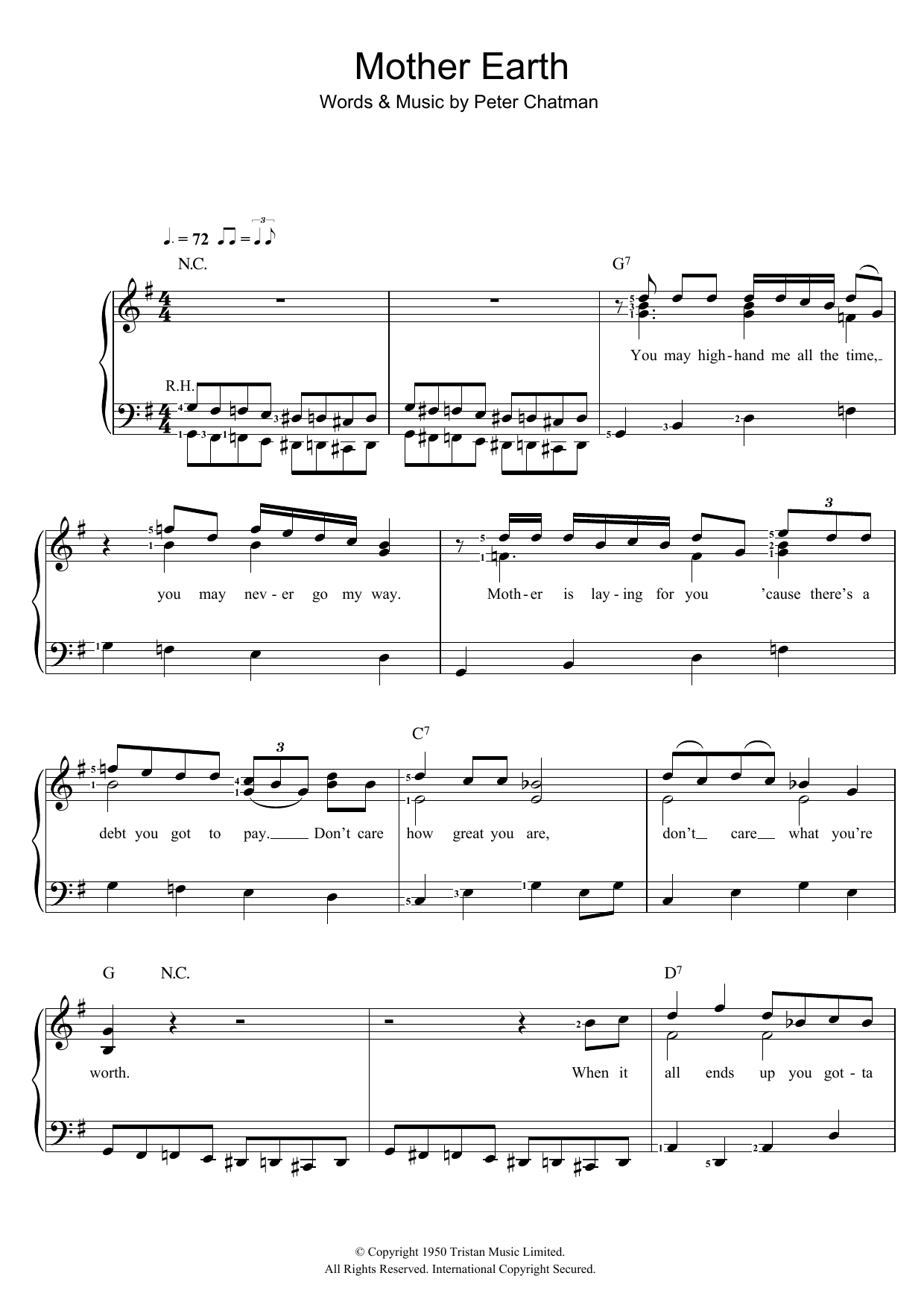 Download Memphis Slim Mother Earth Sheet Music and learn how to play Beginner Piano PDF digital score in minutes