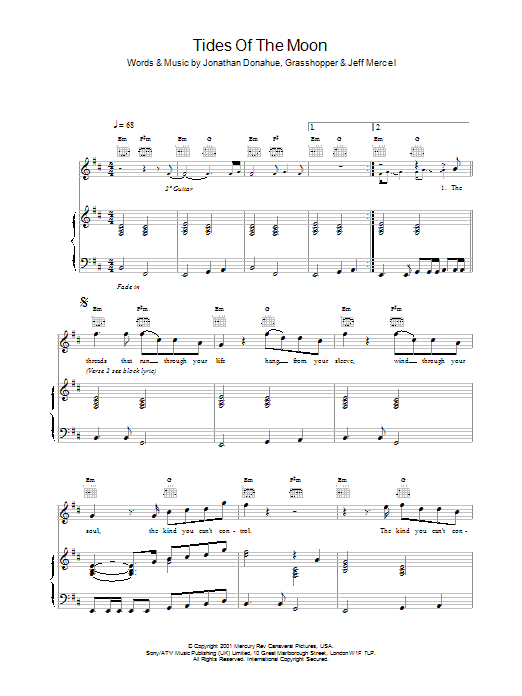 Download Mercury Rev Tides Of The Moon Sheet Music and learn how to play Piano, Vocal & Guitar PDF digital score in minutes