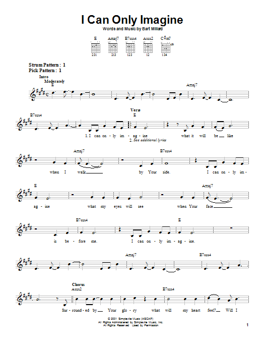 Download Mercy Me I Can Only Imagine Sheet Music and learn how to play Easy Guitar PDF digital score in minutes