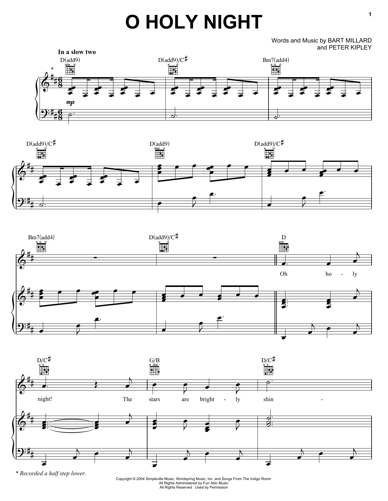 Download MercyMe Oh Holy Night Sheet Music and learn how to play Piano, Vocal & Guitar (Right-Hand Melody) PDF digital score in minutes