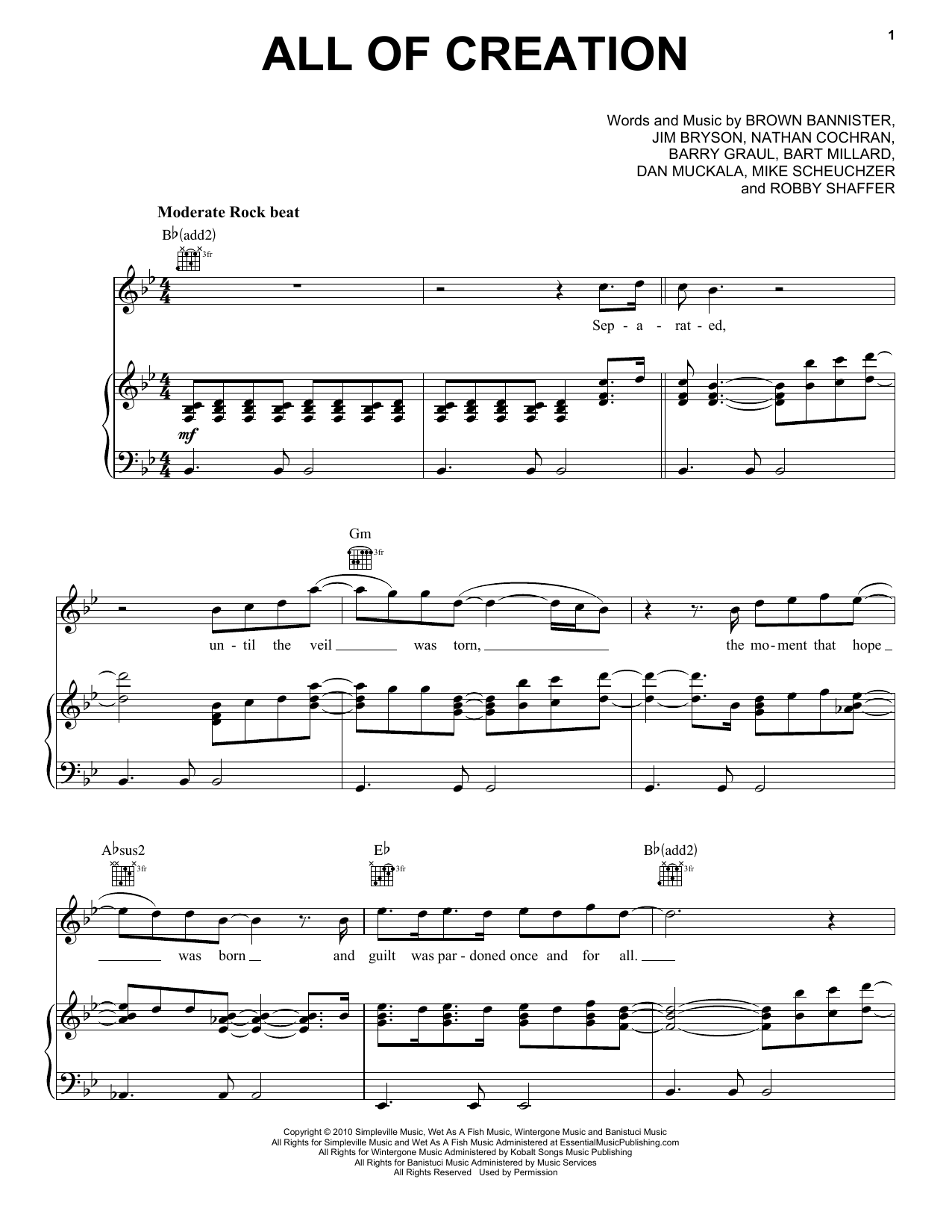 Download MercyMe All Of Creation Sheet Music and learn how to play Easy Guitar Tab PDF digital score in minutes