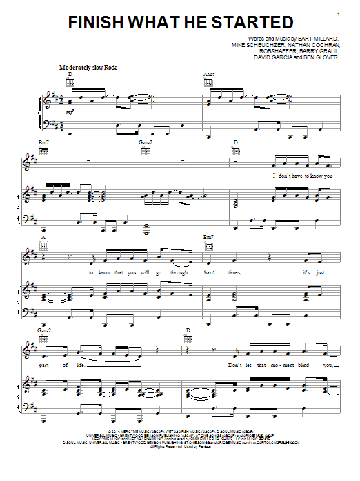 Download MercyMe Finish What He Started Sheet Music and learn how to play Piano, Vocal & Guitar (Right-Hand Melody) PDF digital score in minutes