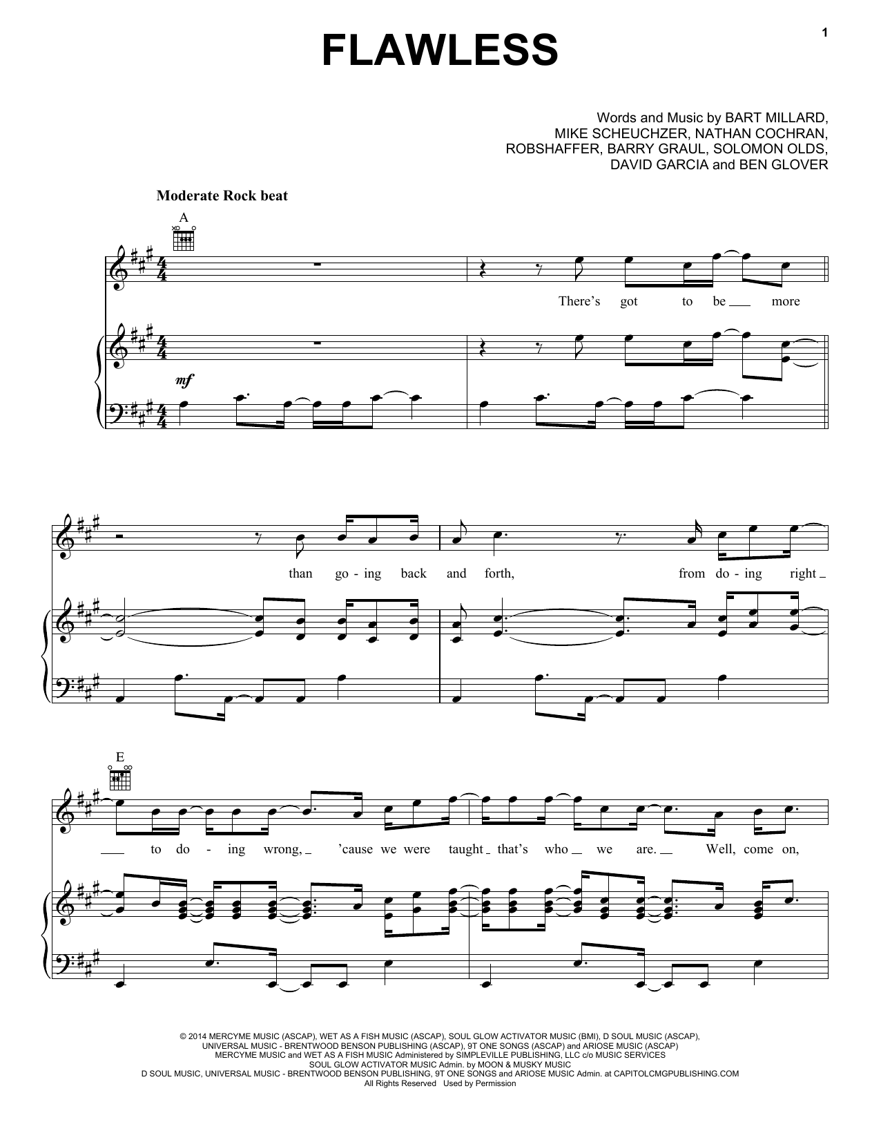 Download MercyMe Flawless Sheet Music and learn how to play Piano, Vocal & Guitar (Right-Hand Melody) PDF digital score in minutes