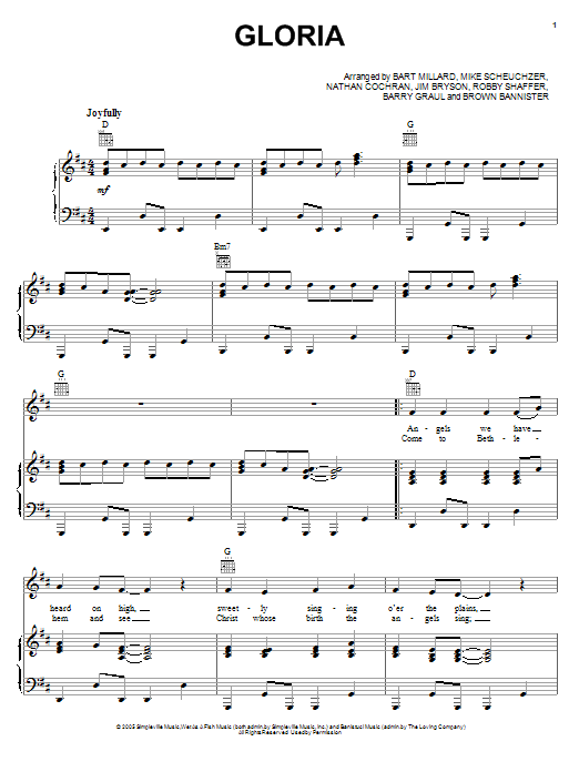 Download MercyMe Gloria Sheet Music and learn how to play Piano, Vocal & Guitar (Right-Hand Melody) PDF digital score in minutes