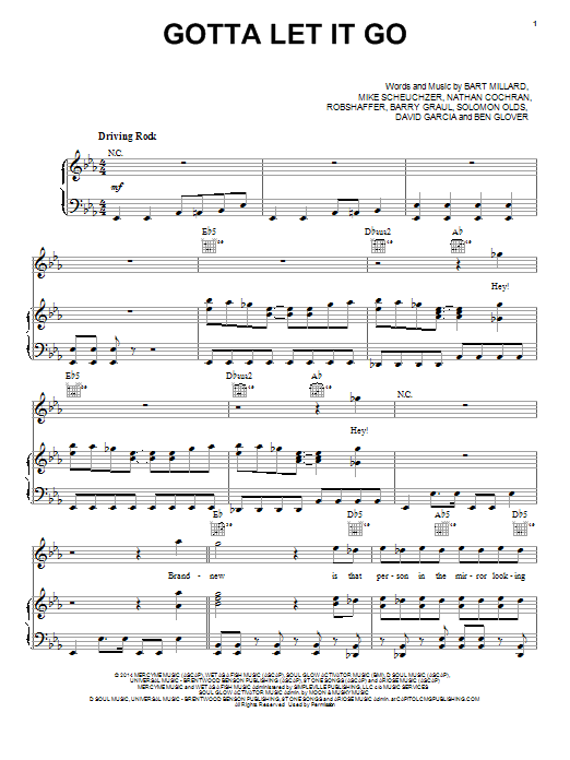 Download MercyMe Gotta Let It Go Sheet Music and learn how to play Piano, Vocal & Guitar (Right-Hand Melody) PDF digital score in minutes