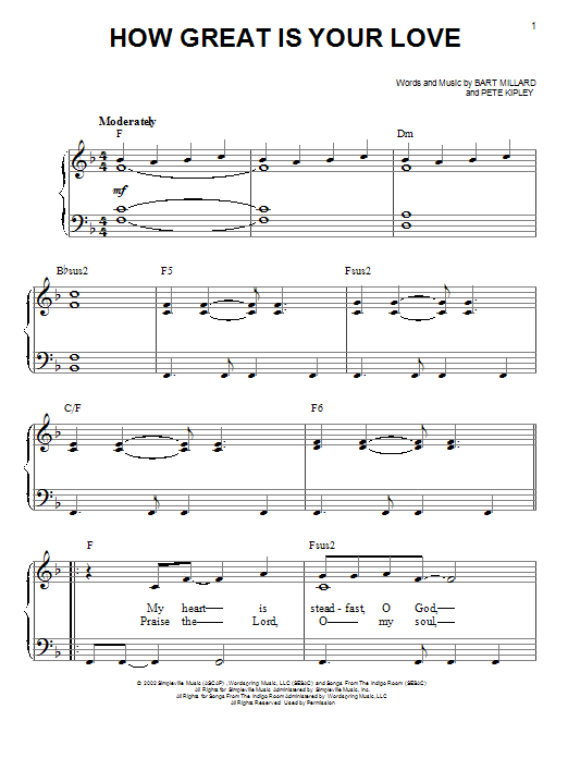 Download MercyMe How Great Is Your Love Sheet Music and learn how to play Piano, Vocal & Guitar (Right-Hand Melody) PDF digital score in minutes