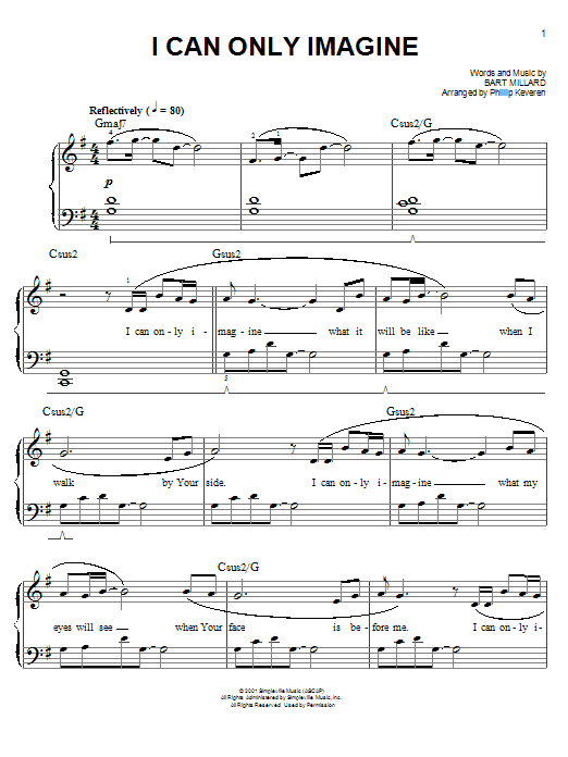 Download Mercy Me I Can Only Imagine Sheet Music and learn how to play Easy Piano PDF digital score in minutes