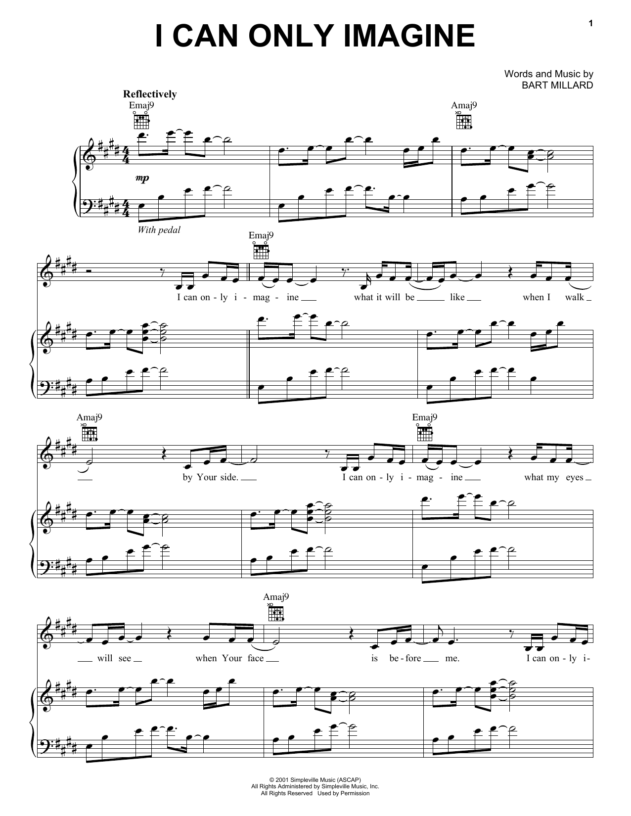 Download MercyMe I Can Only Imagine Sheet Music and learn how to play Piano, Vocal & Guitar (Right-Hand Melody) PDF digital score in minutes