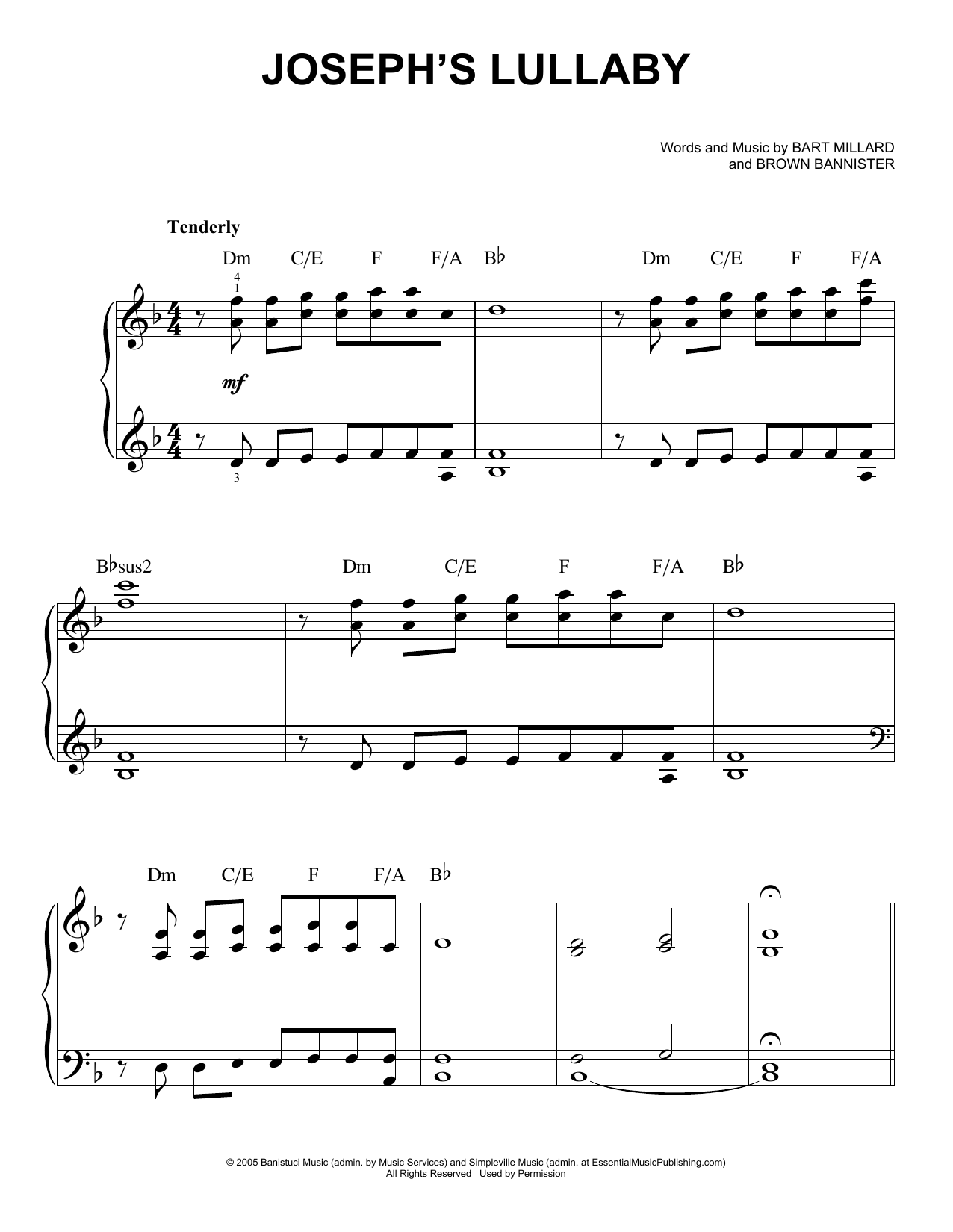 Download MercyMe Joseph's Lullaby Sheet Music and learn how to play Piano PDF digital score in minutes