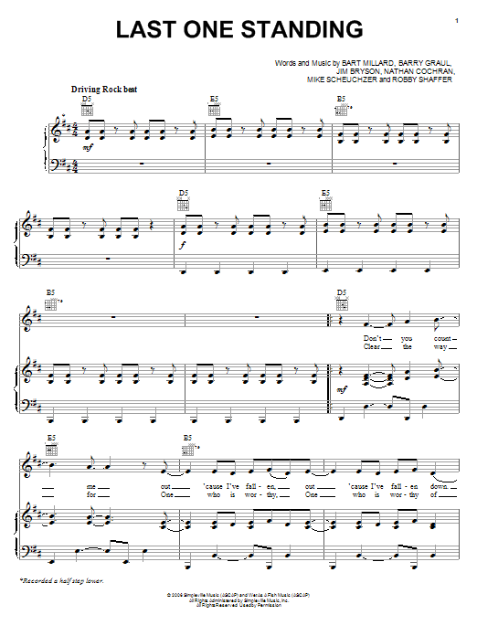 Download MercyMe Last One Standing Sheet Music and learn how to play Piano, Vocal & Guitar (Right-Hand Melody) PDF digital score in minutes