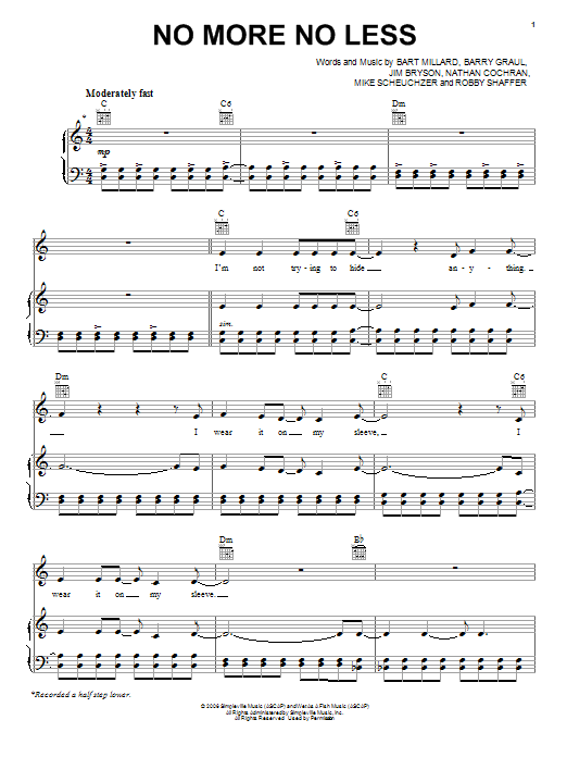 Download MercyMe No More No Less Sheet Music and learn how to play Piano, Vocal & Guitar (Right-Hand Melody) PDF digital score in minutes