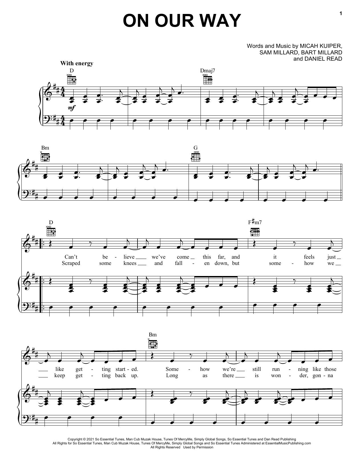 Download MercyMe On Our Way (feat. Sam Wesley) Sheet Music and learn how to play Piano, Vocal & Guitar Chords (Right-Hand Melody) PDF digital score in minutes