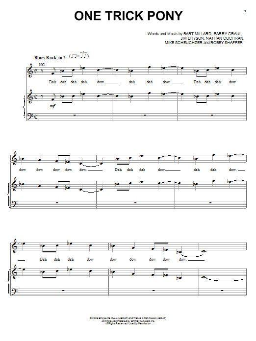 Download MercyMe One Trick Pony Sheet Music and learn how to play Piano, Vocal & Guitar (Right-Hand Melody) PDF digital score in minutes