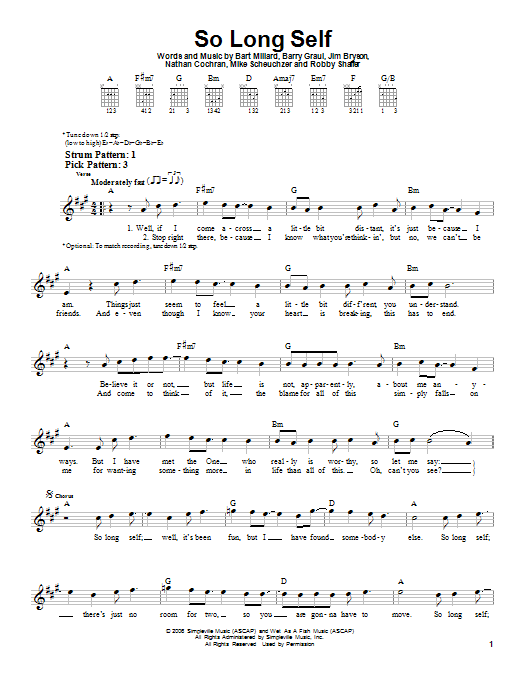 Download MercyMe So Long Self Sheet Music and learn how to play Easy Guitar PDF digital score in minutes