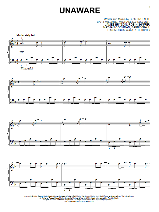 Download Mercyme Unaware Sheet Music and learn how to play Piano PDF digital score in minutes