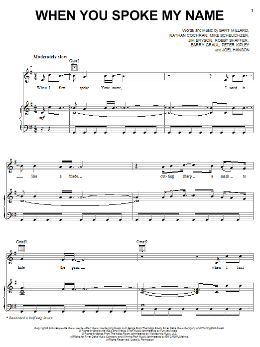 Download MercyMe When You Spoke My Name Sheet Music and learn how to play Easy Piano PDF digital score in minutes