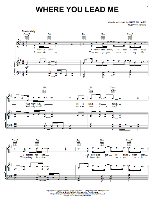 Download Mercyme Where You Lead Me Sheet Music and learn how to play Easy Piano PDF digital score in minutes