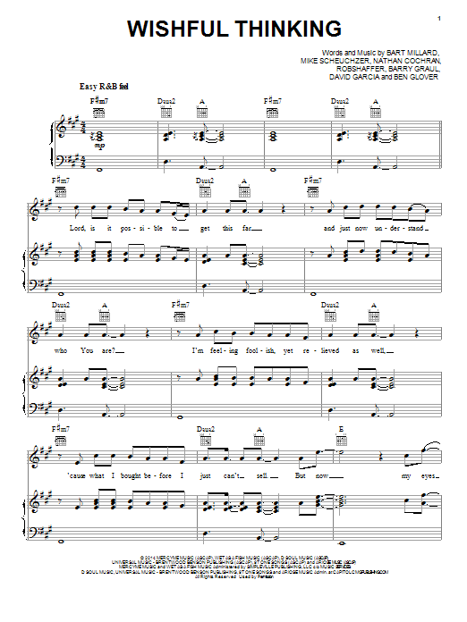 Download MercyMe Wishful Thinking Sheet Music and learn how to play Piano, Vocal & Guitar (Right-Hand Melody) PDF digital score in minutes