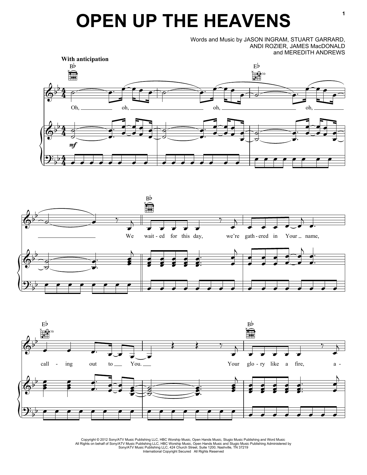 Download Meredith Andrews Open Up The Heavens Sheet Music and learn how to play Violin Solo PDF digital score in minutes