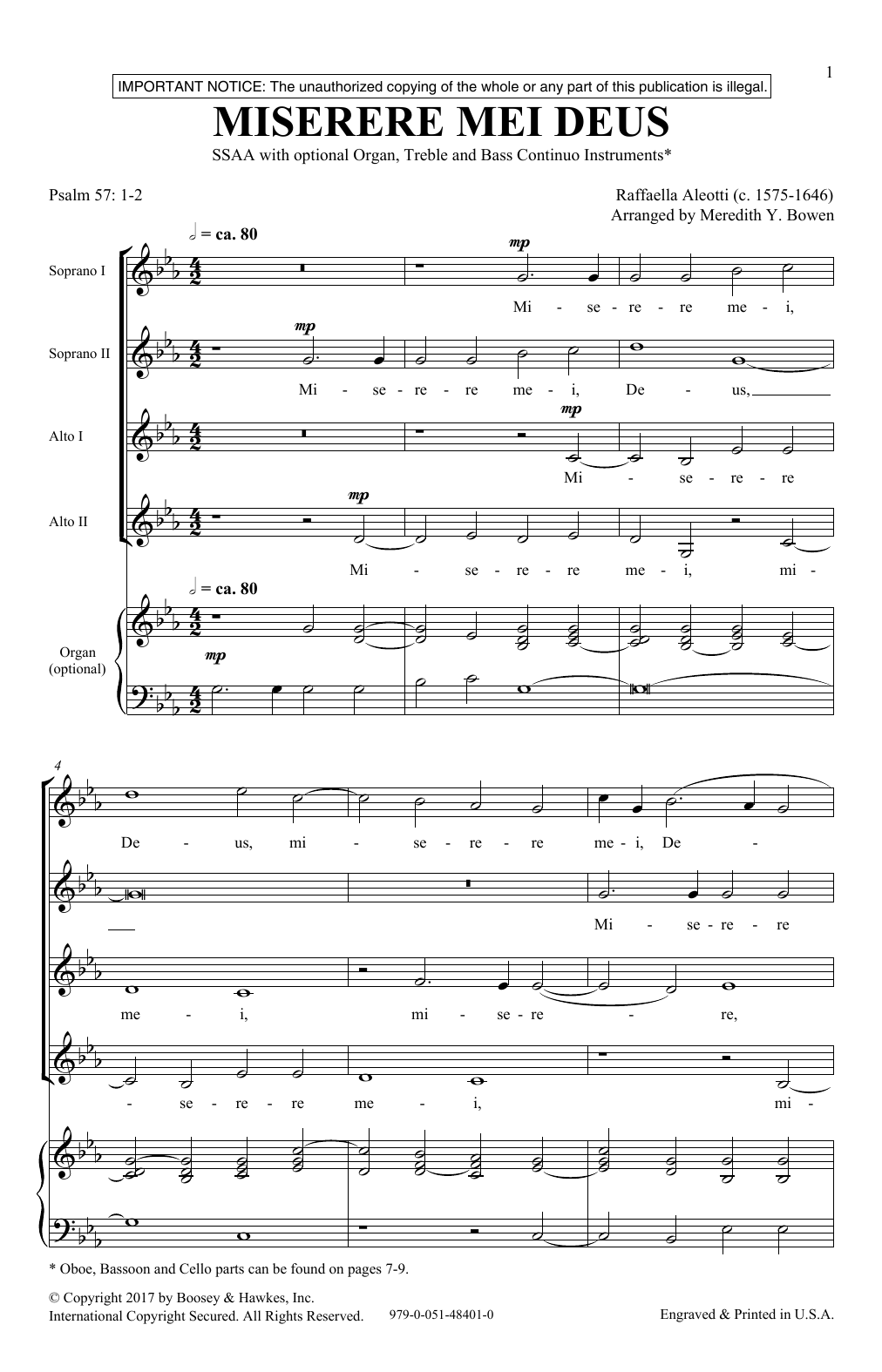 Download Meredith Bowen Miserere Mei Deus Sheet Music and learn how to play 2-Part Choir PDF digital score in minutes
