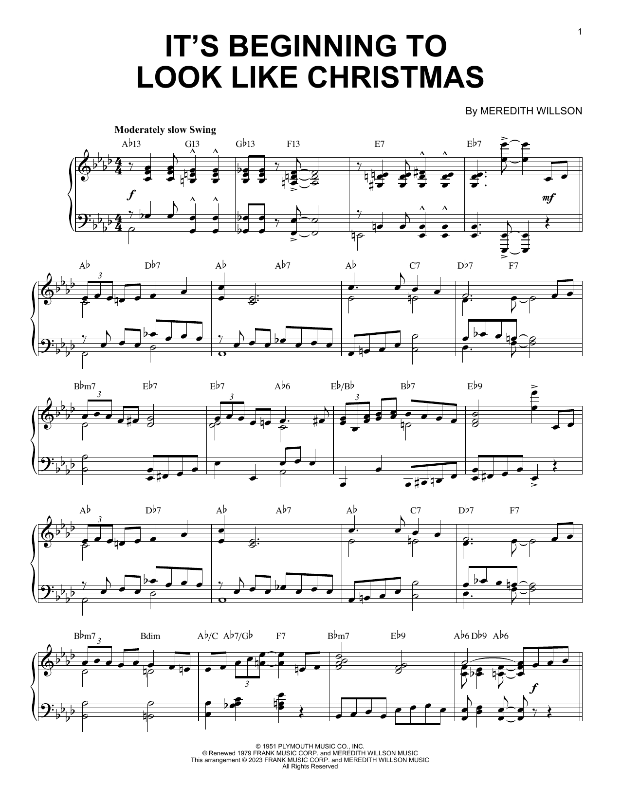 Download Meredith Willson It's Beginning To Look Like Christmas [Boogie Woogie version] (arr. Brent Edstro Sheet Music and learn how to play Piano Solo PDF digital score in minutes