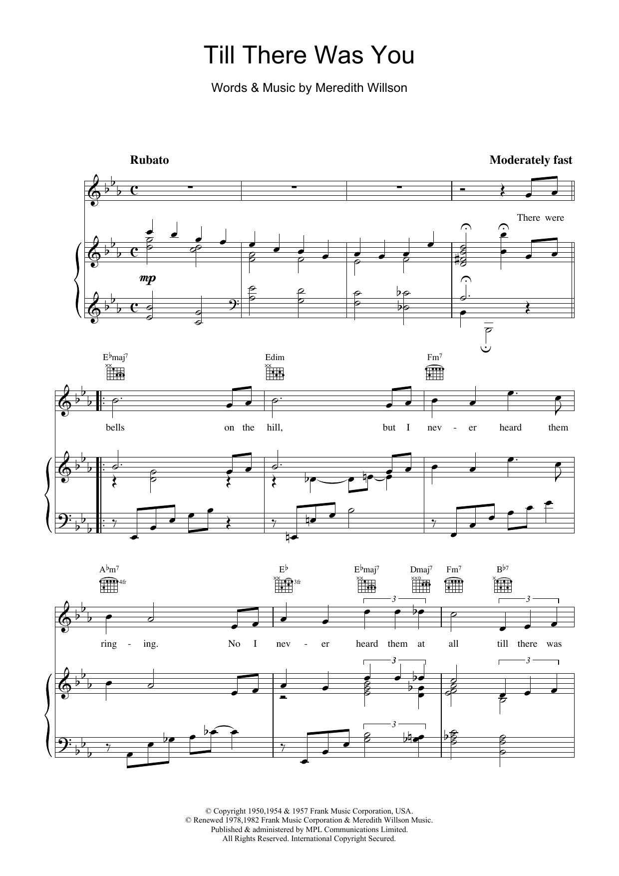 Download Meredith Willson Till There Was You Sheet Music and learn how to play Piano Duet PDF digital score in minutes