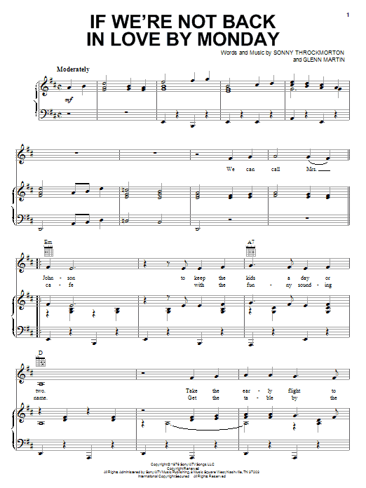 Download Merle Haggard If We're Not Back In Love By Monday Sheet Music and learn how to play Lead Sheet / Fake Book PDF digital score in minutes