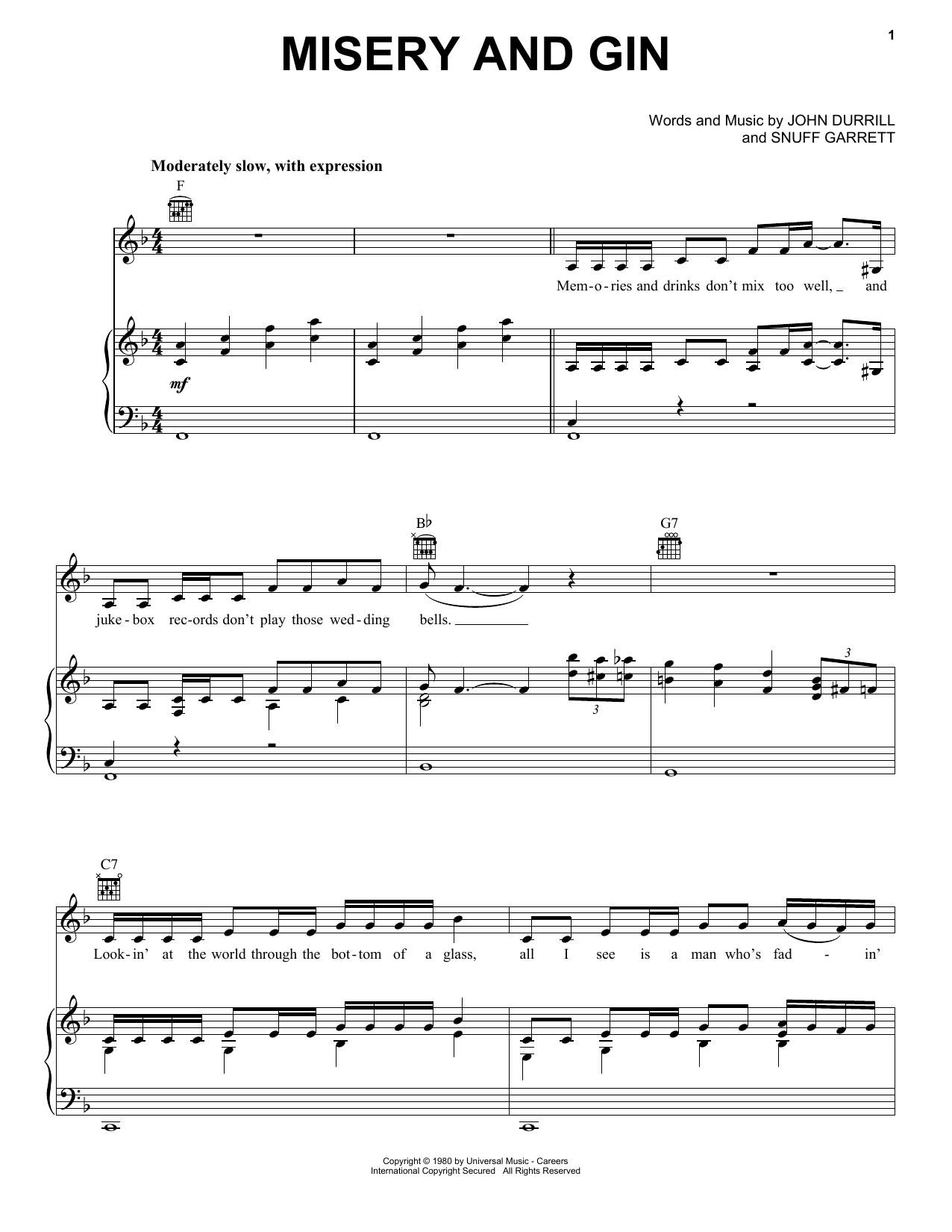 Download Merle Haggard Misery And Gin Sheet Music and learn how to play Easy Guitar Tab PDF digital score in minutes